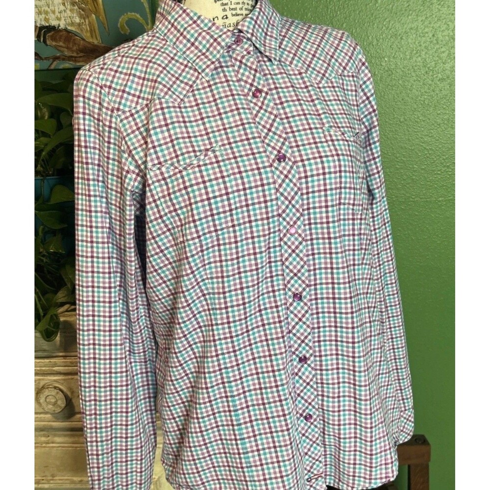 Vtg Wrangler Purple & Teal Button Down Western Cowgirl Country Medium